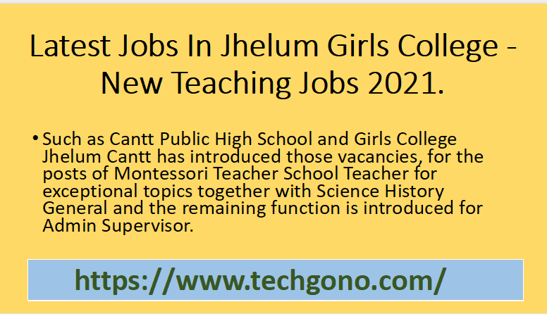 Latest Jobs In Jhelum Girls College