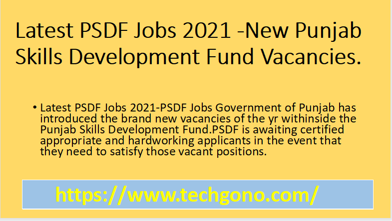 Latest PSDF Jobs 2021